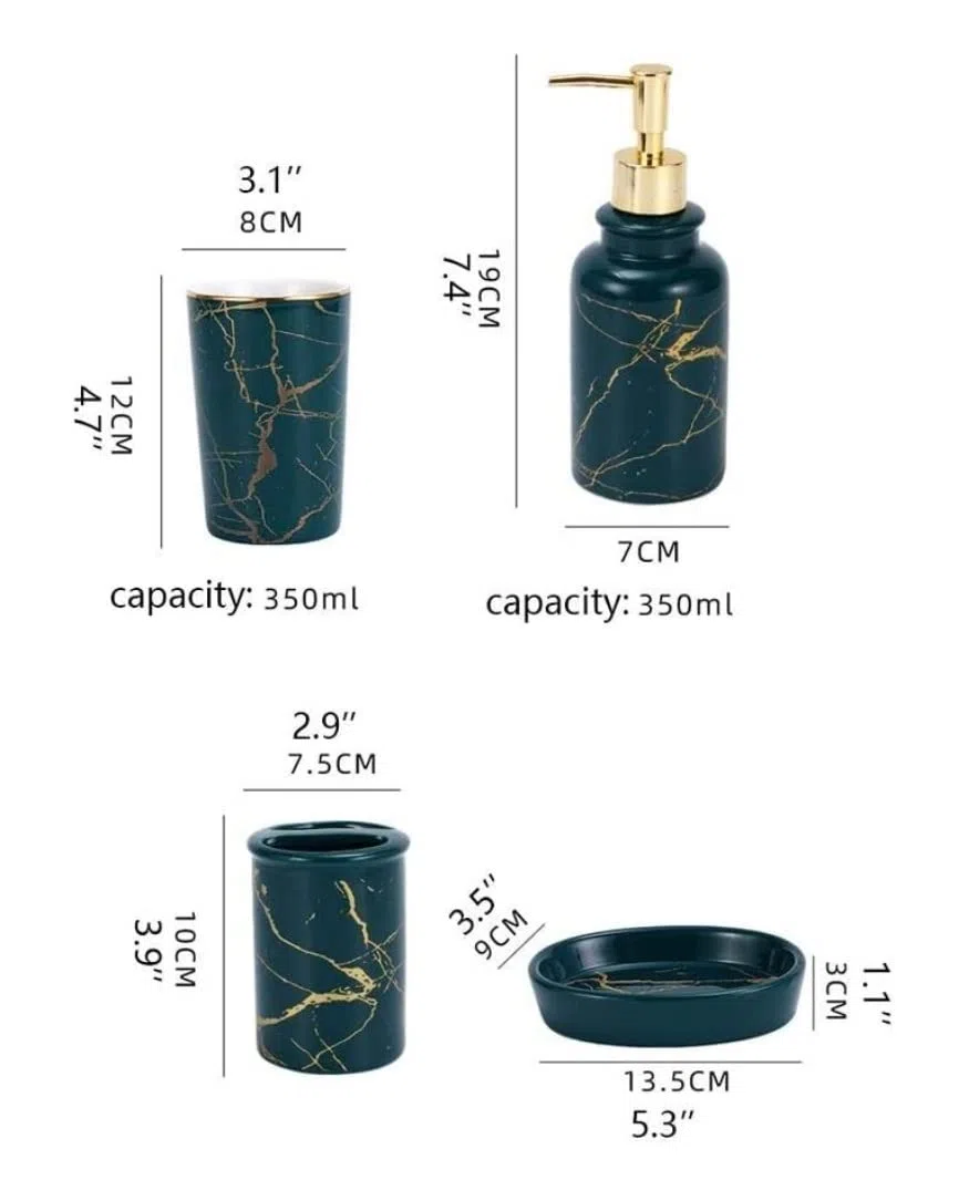 Juego de Baño Accesorios Juego De Accesorios De Baño De Cerámica Nórdica, Soporte Para Cepillo De Dientes De Mármol De Imitación, Dispensador De Jabón, Taza, Jabonera Juego de Accesorios de Baño ( Blu