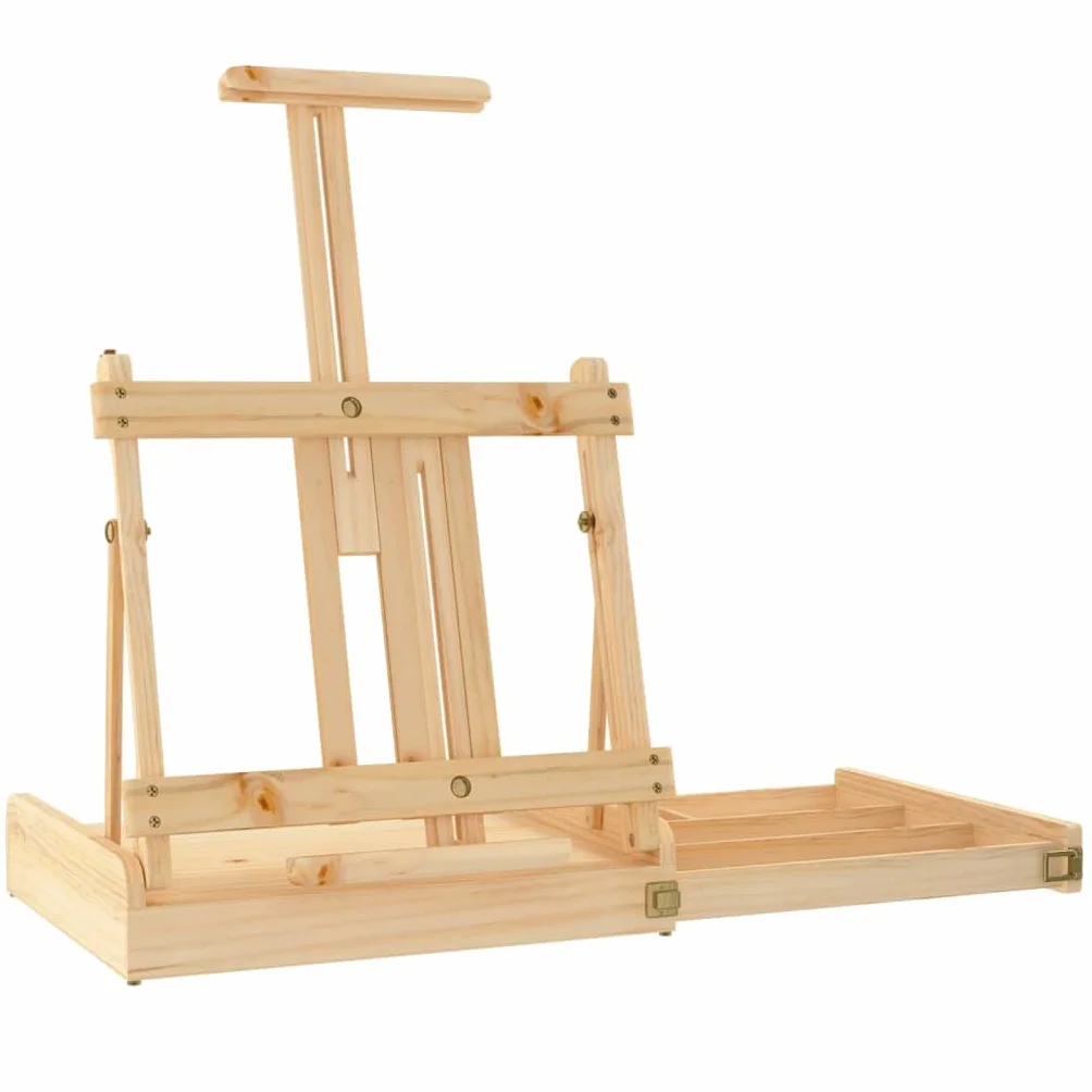 Caballete de mesa de pino macizo 41,5 x 37 x 12 cm con cajón, altura regulable para lienzos de hasta 87,5 cm, ideal para oficina, seminario, reunión y presentación