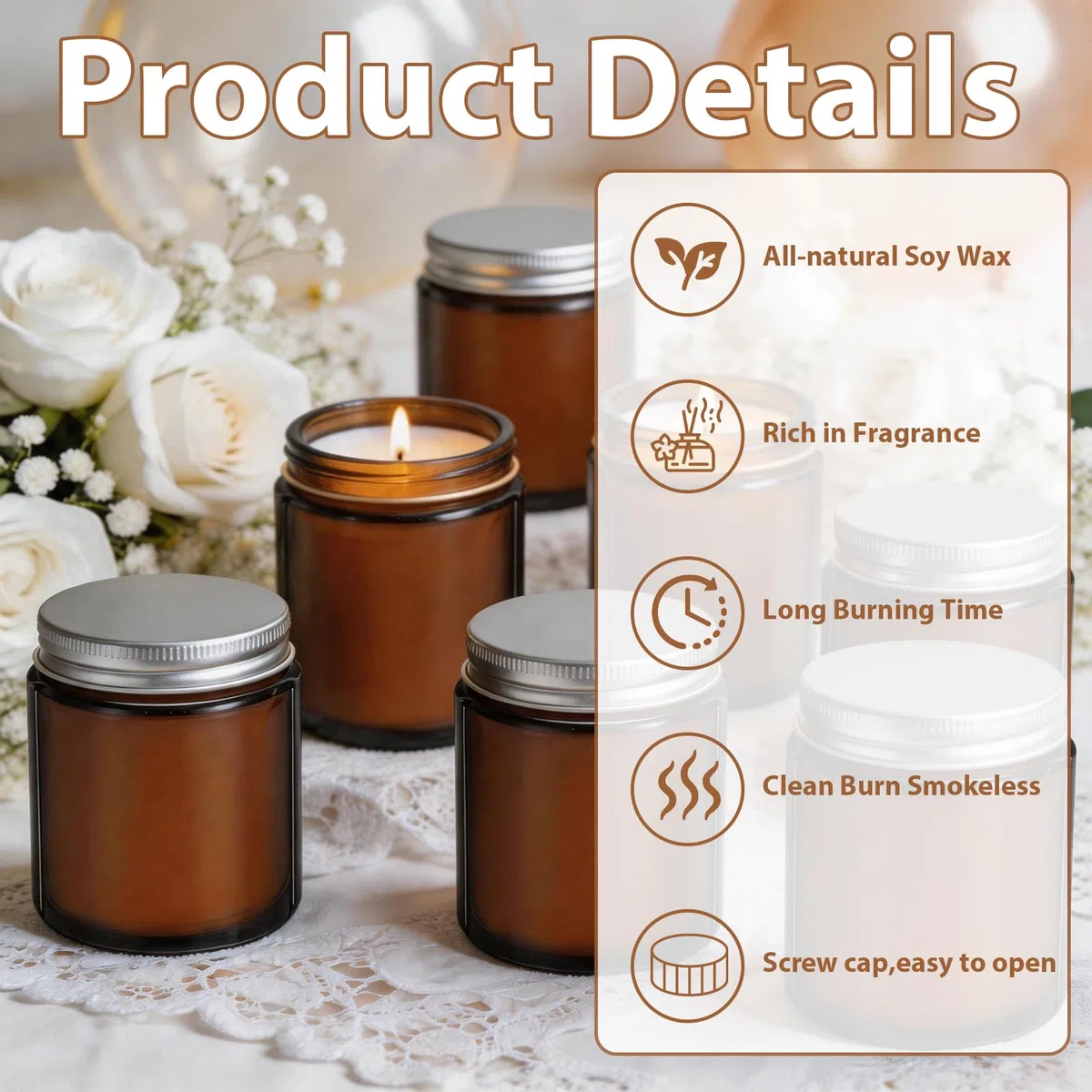 Juego de 24 velas de soja perfumadas a granel de 6 onzas, velas de tarro de aromaterapia de caoba y madera de teca, velas relajantes de larga duración, ideales para decoración del hogar y