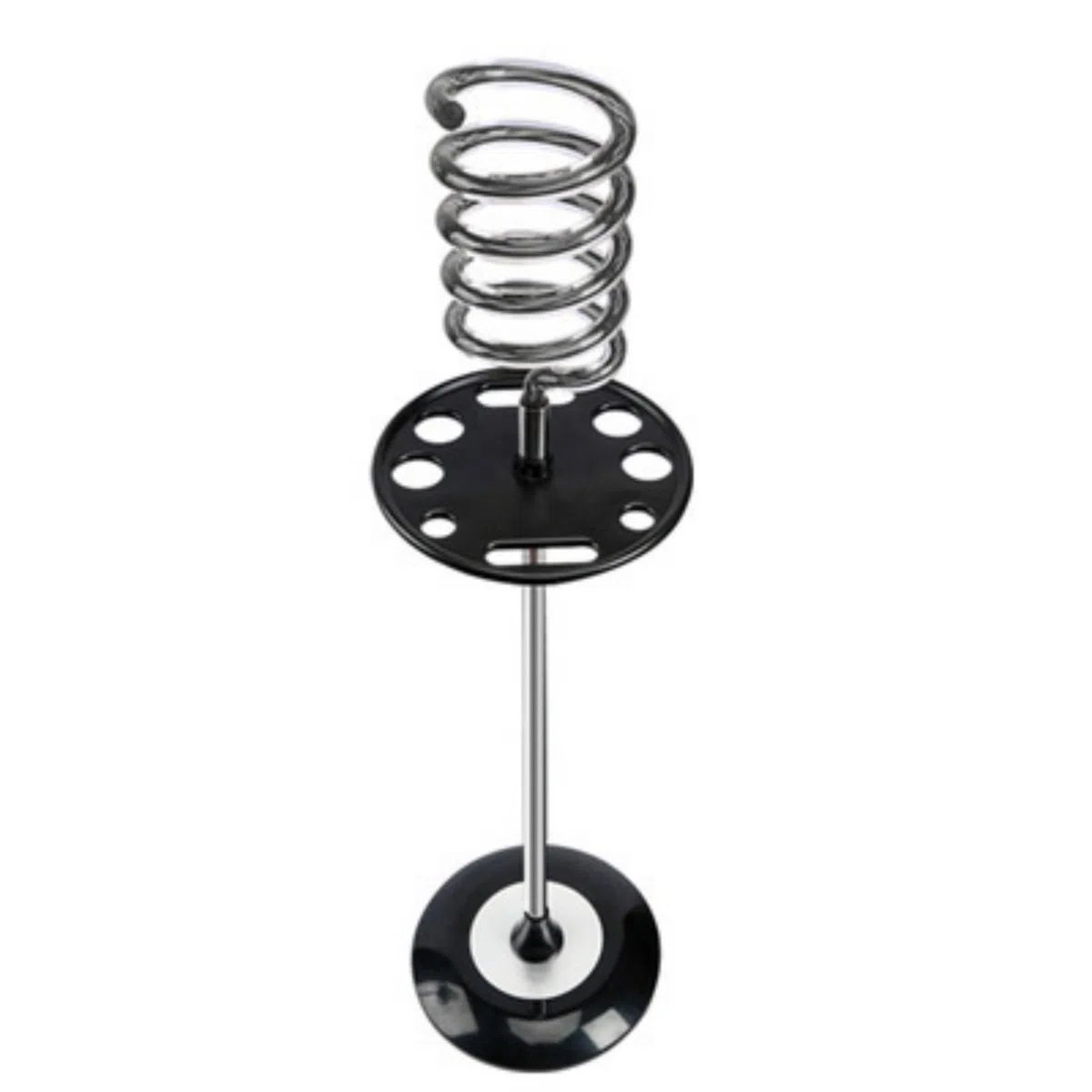 F Fityle Soporte Secador de Pelo Soporte Organizador Estación Base Pesada Soporte de Pie Soporte en Espiral de Metal Acero Inoxidable con Bandeja Perforada , Negro