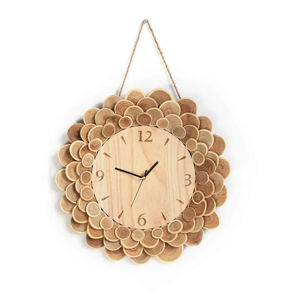 Relojes de Pared de Madera Rústica Que No Hacen Tictac, Funcionan con Pilas, Creativos, Decorativos, para Sala de Estar, Dormitorio, Silenciosos, de Cuarzo, con Cordón Personalizado/a