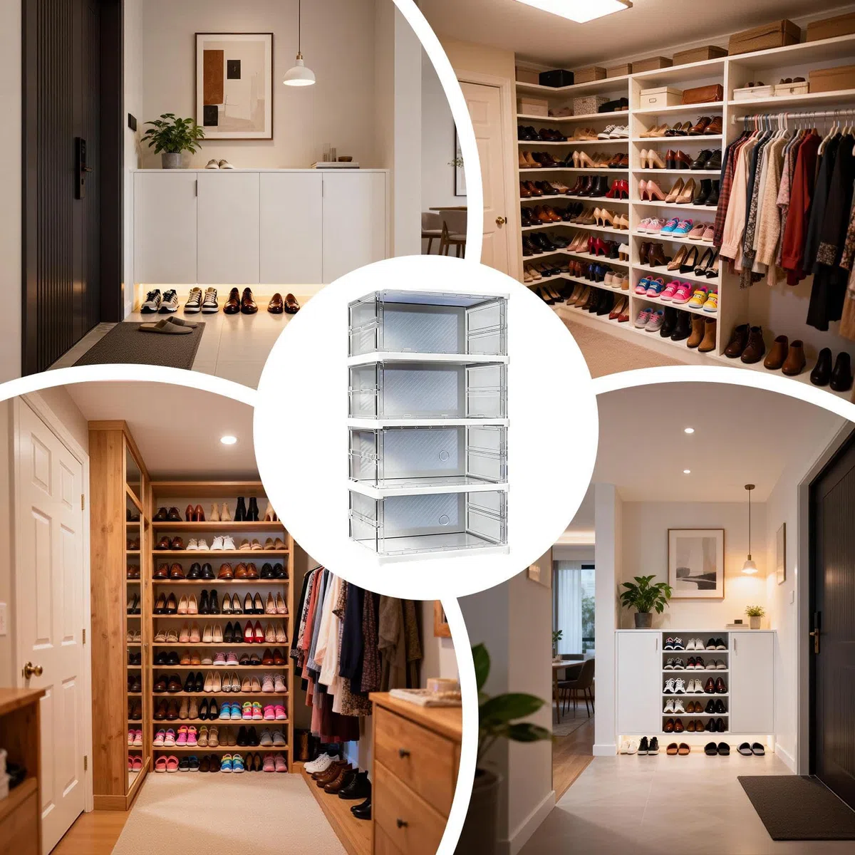 De Almacenamiento De Zapatillas Apilable Plegable Ahorrador De Espacio
