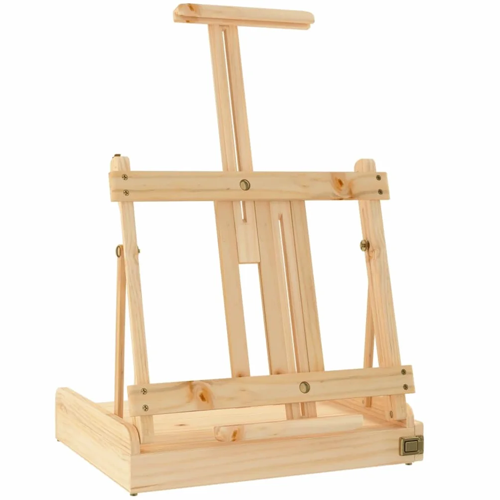 Caballete de mesa de pino macizo 41,5 x 37 x 12 cm con cajón, altura regulable para lienzos de hasta 87,5 cm, ideal para oficina, seminario, reunión y presentación