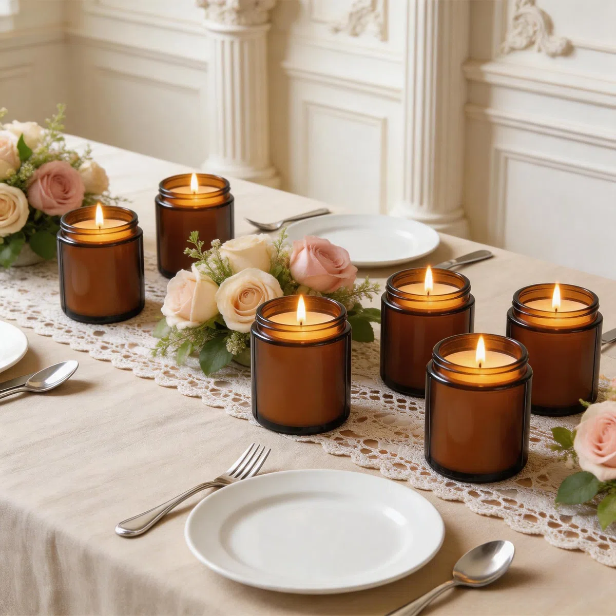 Juego de 24 velas de soja perfumadas a granel de 6 onzas, velas de tarro de aromaterapia de caoba y madera de teca, velas relajantes de larga duración, ideales para decoración del hogar y