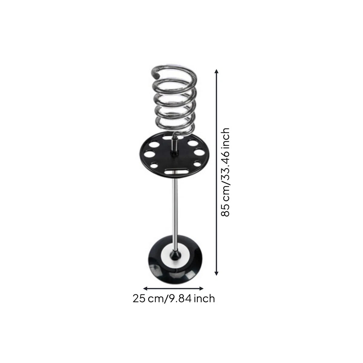 F Fityle Soporte Secador de Pelo Soporte Organizador Estación Base Pesada Soporte de Pie Soporte en Espiral de Metal Acero Inoxidable con Bandeja Perforada , Negro
