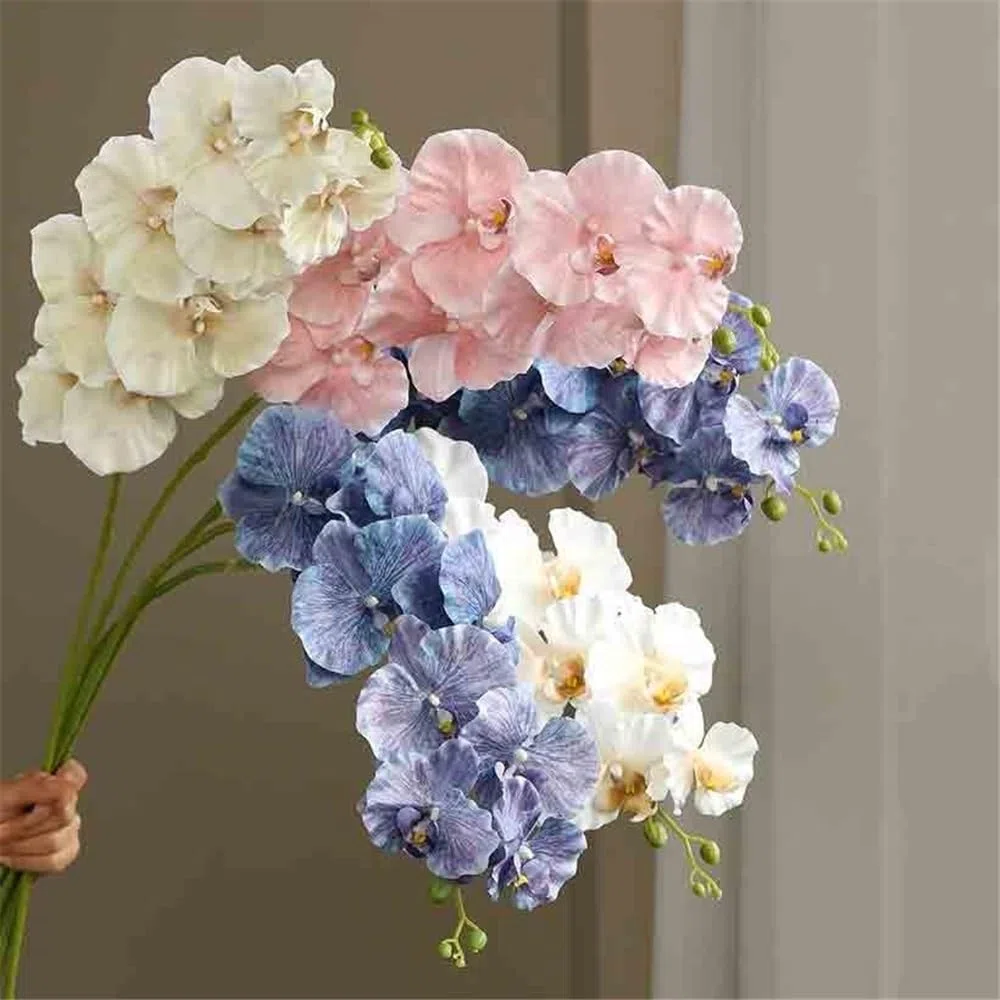 Flores Artificiales Flores de imitación de Phalaenopsis Rosa, Flores Falsas Individuales, arreglo Floral for Sala de Estar, Escritorio Salón