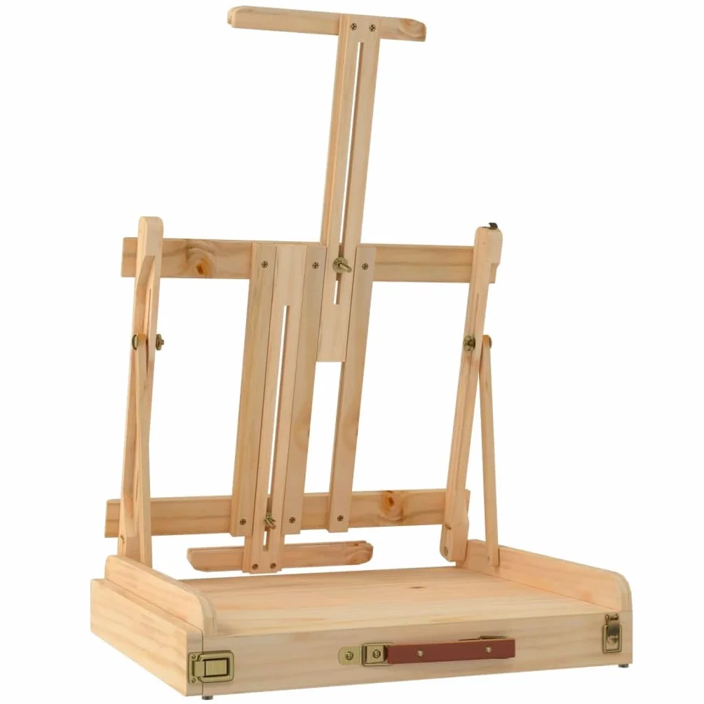Caballete de mesa de pino macizo 41,5 x 37 x 12 cm con cajón, altura regulable para lienzos de hasta 87,5 cm, ideal para oficina, seminario, reunión y presentación