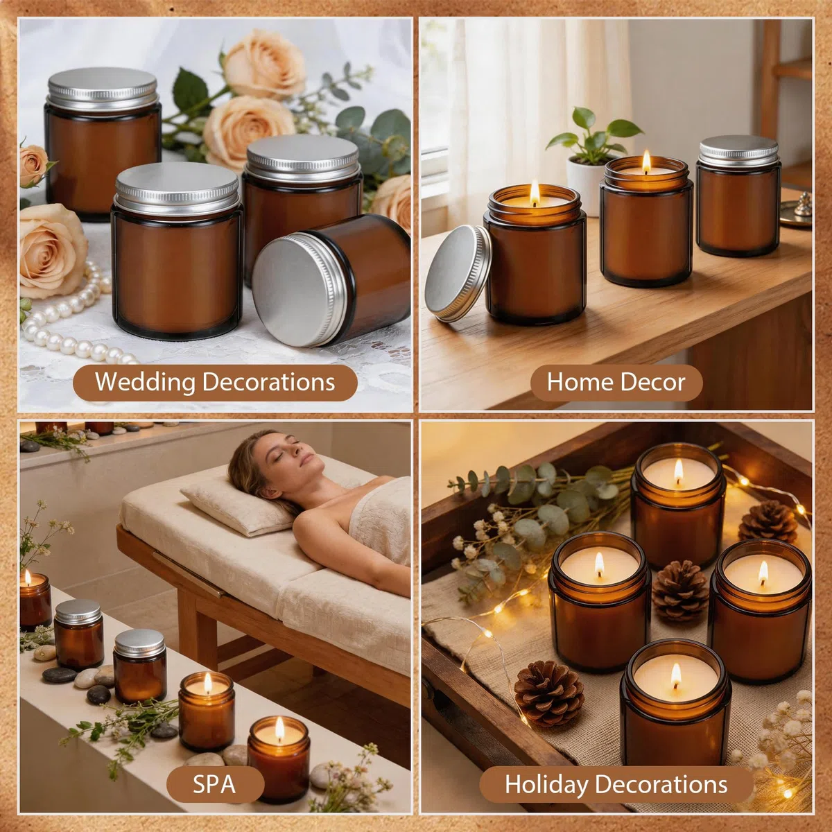 Juego de 24 velas de soja perfumadas a granel de 6 onzas, velas de tarro de aromaterapia de caoba y madera de teca, velas relajantes de larga duración, ideales para decoración del hogar y