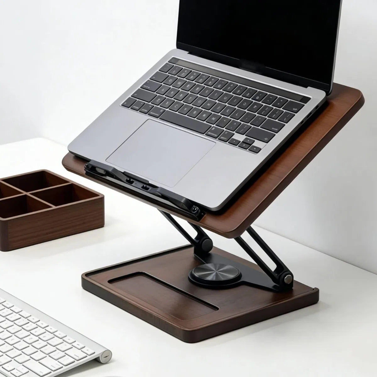 Atril para libros con base giratoria, ajustable, plato giratorio inclinable
