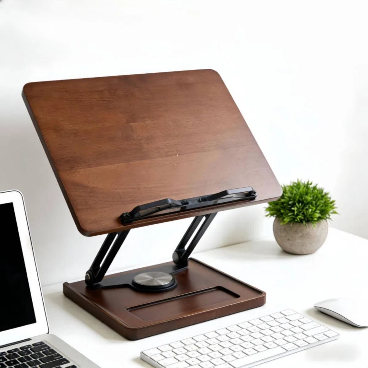 Atril para libros con base giratoria, ajustable, plato giratorio inclinable