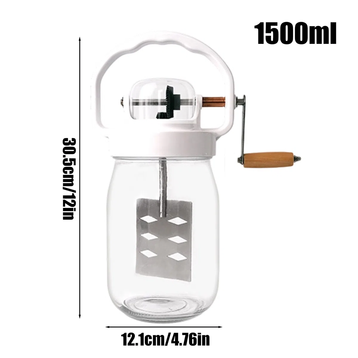a manivela | Batidor manual de 1500 ml, batidor con recipiente